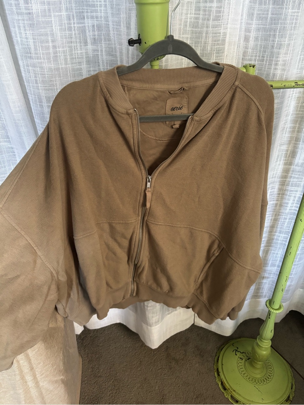 aerie Tan Half-Zip Pullover Hoodie